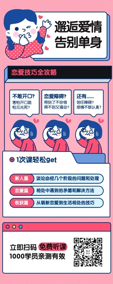七夕情人节恋爱技巧攻略长图海报