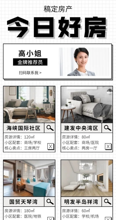 房产房源介绍简约长图海报