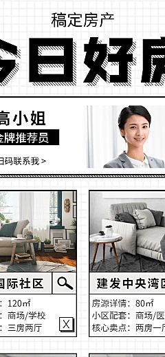 房产房源介绍简约长图海报