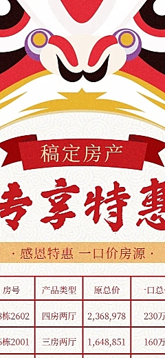 地产家居专享特惠喜庆中国风长图海报