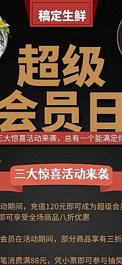 餐饮美食生鲜促销会员活动营销长图