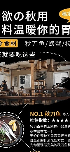 餐饮美食秋季日料实景介绍营销长图