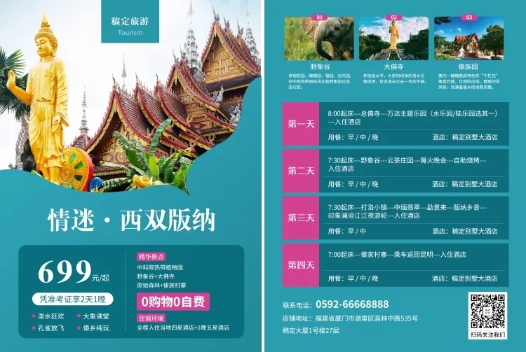 旅游出行西双版纳项目介绍宣传单预览效果