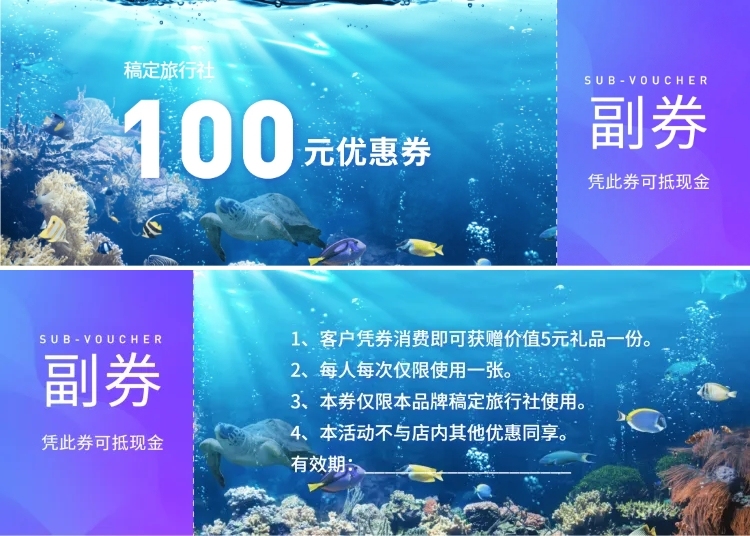 旅行社抵用券优惠券预览效果