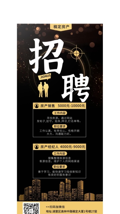 招聘房产销售简洁奢华展架