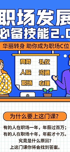 职场技能课程长图海报