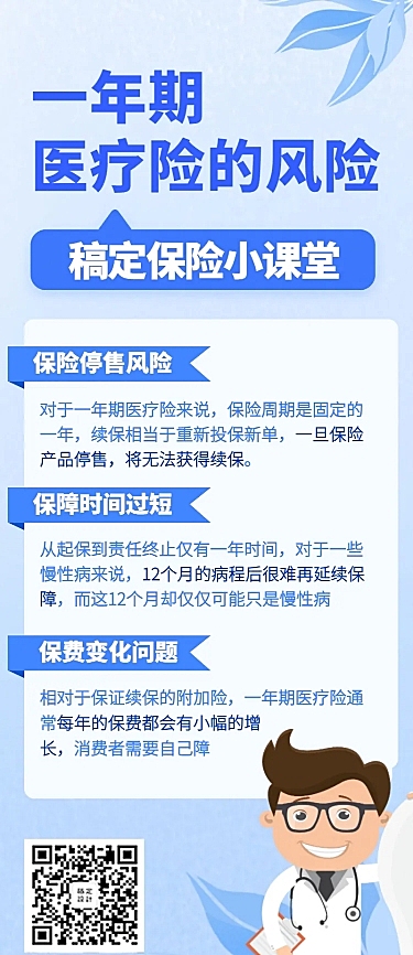 保险理念医疗险手绘长图海报