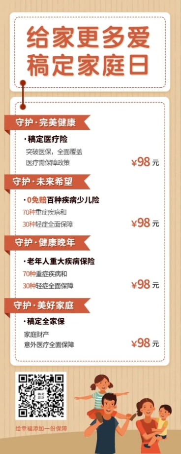 产品营销家庭保险长图海报预览效果