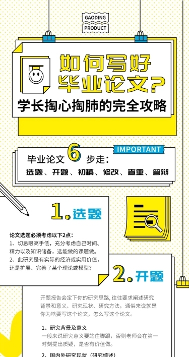 毕业论文教育培训简约手绘卡通文章长图