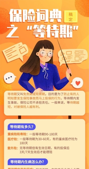 金融保险保险理念等待期手绘长图海报