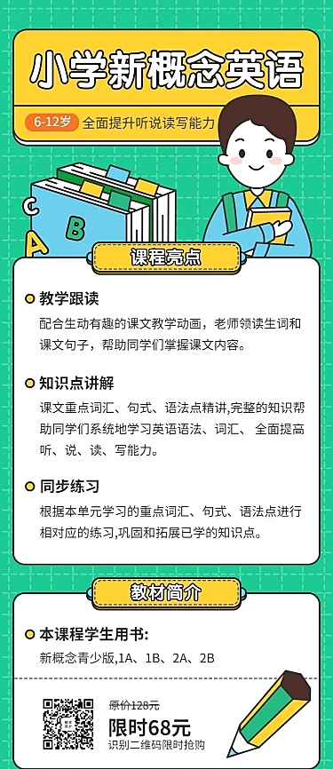 小学新概念英语插画长图