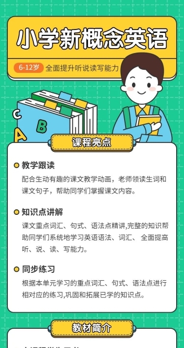 小学新概念英语插画长图
