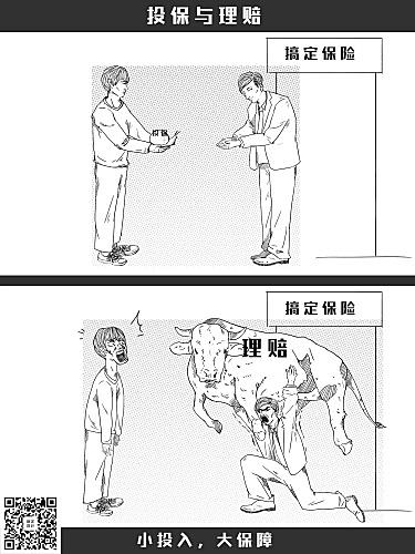 金融保险漫画海报-小投入大保障