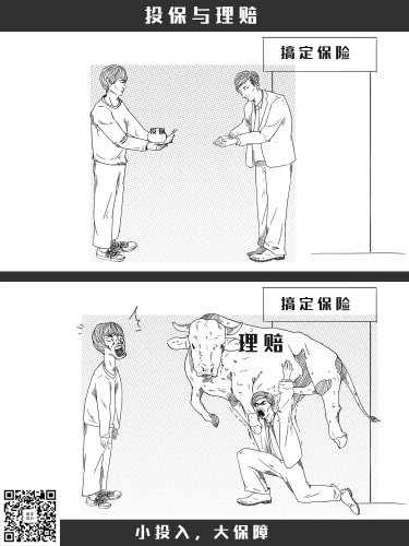 金融保险漫画海报-小投入大保障预览效果
