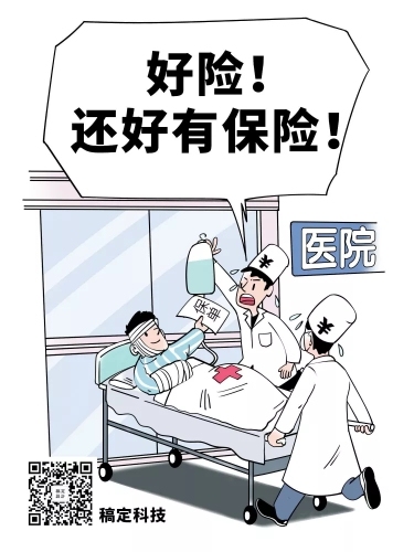 金融保险漫画海报-好险，还好有保险预览效果