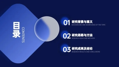并列关系4项蓝色PPT图文页