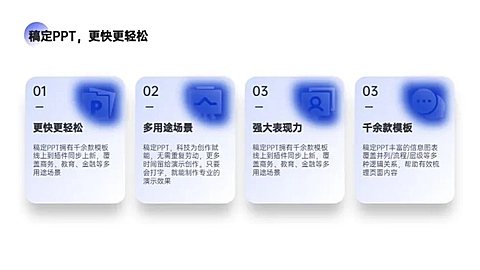 并列关系4项蓝色PPT图文页