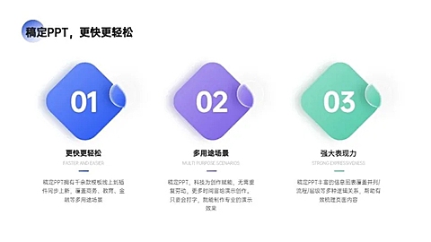 并列关系3项蓝色PPT图文页
