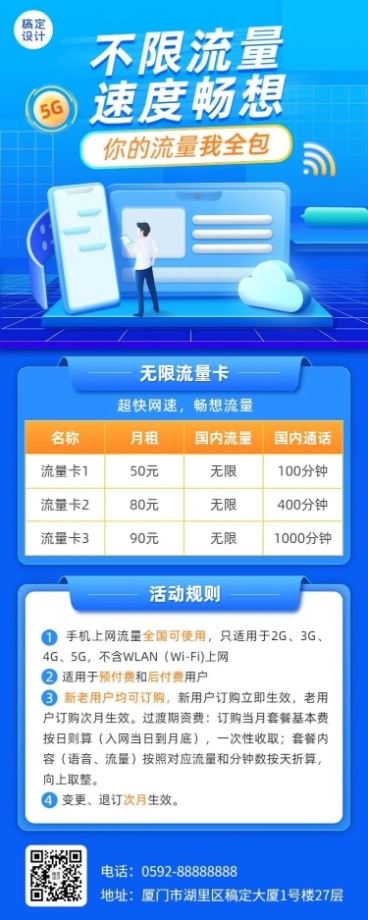 流浪宽带活动促销宣传海报预览效果