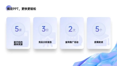 并列关系4项蓝色PPT图文页