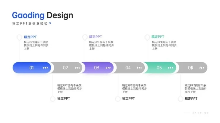 递进关系6项PPT图文页预览效果