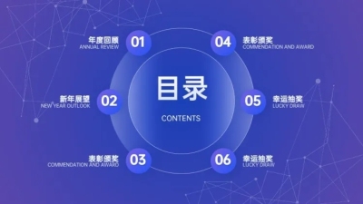 并列关系6项蓝色PPT图文页