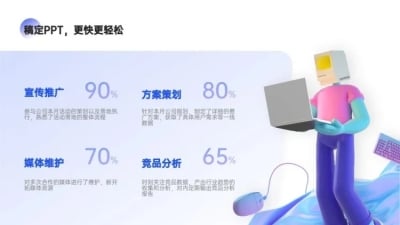 并列关系4项蓝色PPT图文页