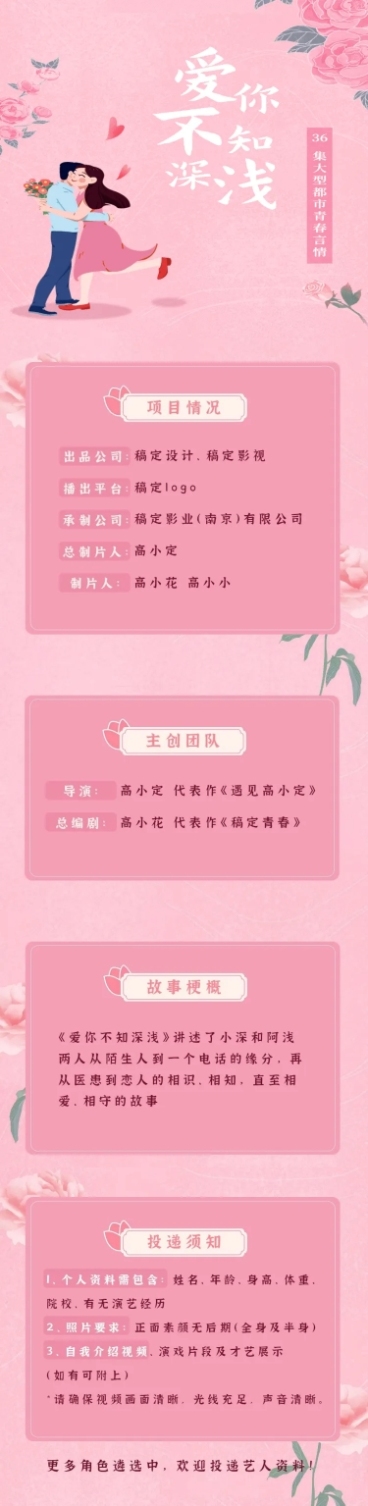 都市情感剧组讯招聘长图预览效果