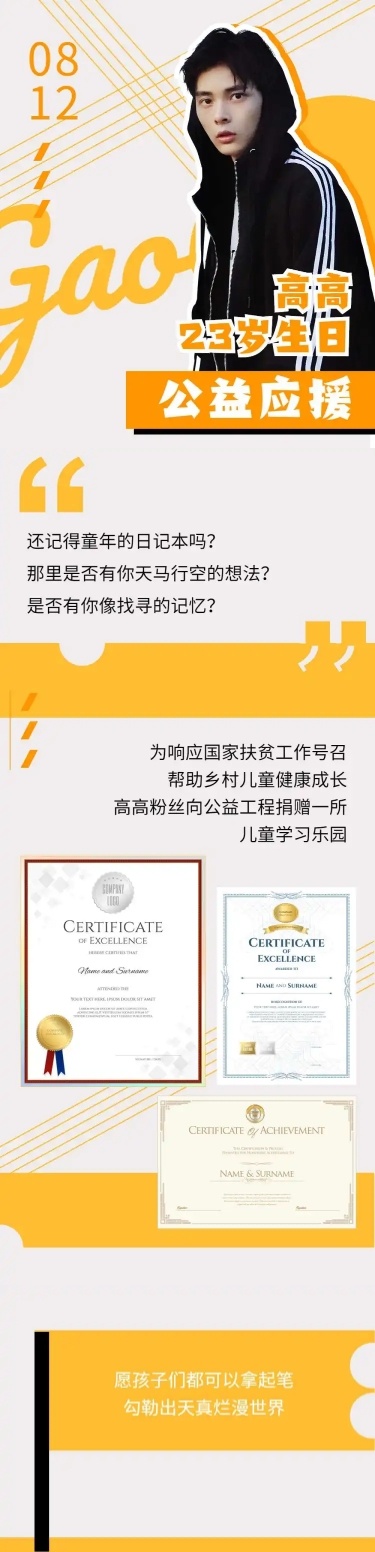 生日公告通知长图现代简约明星应援