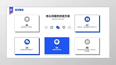 简约改进方案并列关系5项PPT图文页