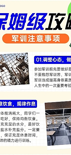 开学季军训攻略指南军训注意事项长图海报