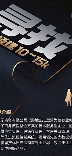 跨境电商销售岗位商务风招聘长图海报