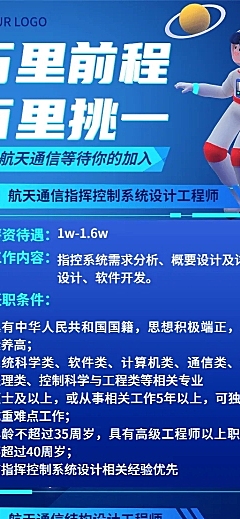 航空航天企业招聘3D长图海报