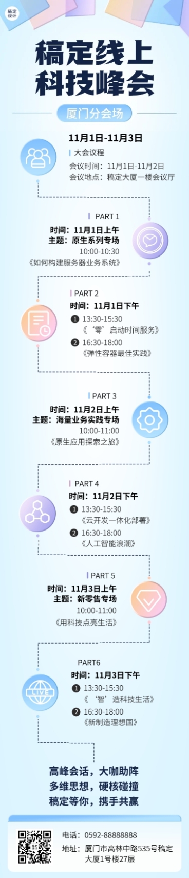 IT互联网峰会活动流程宣传长图预览效果