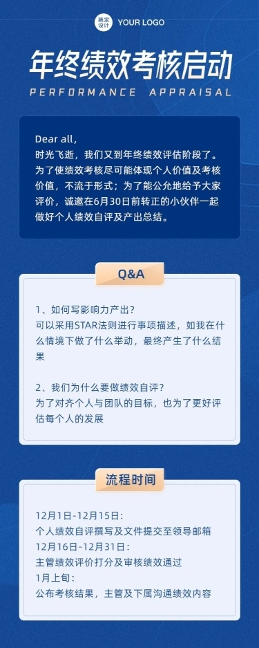 企业绩效考核考评通知长图