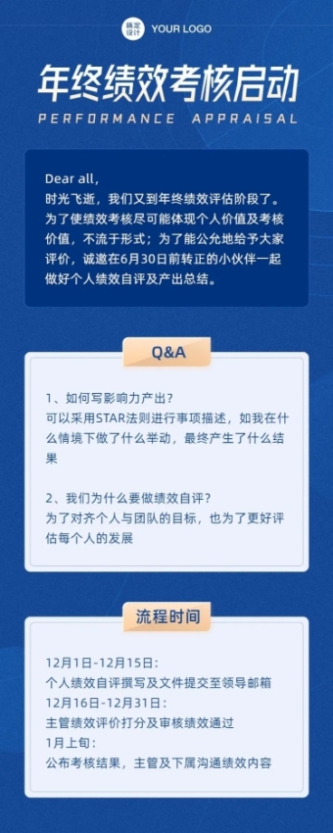 企业绩效考核考评通知长图预览效果
