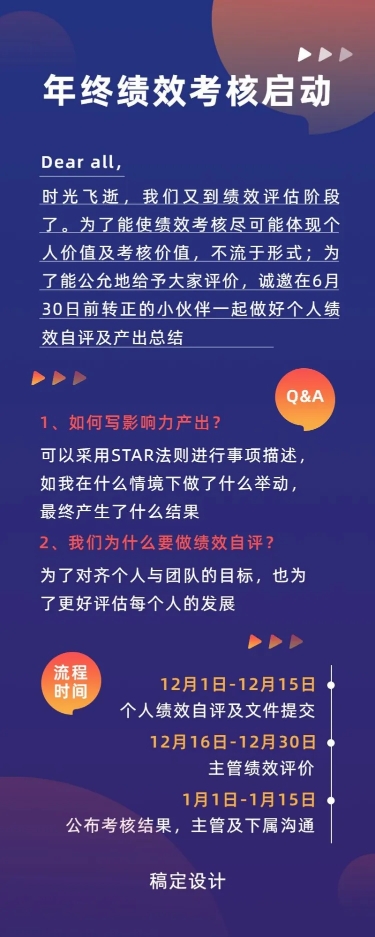 点击进入编辑 绩效考评通知长图海报预览效果