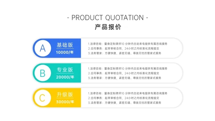 简约产品报价PPT内容页预览效果