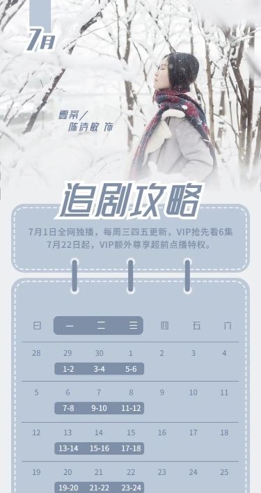 清新文艺追剧日历长图海报明星应援