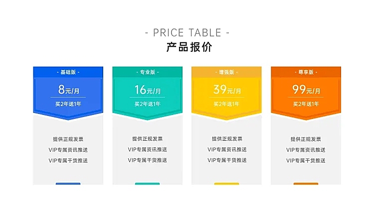报价价目表4项PPT内容页