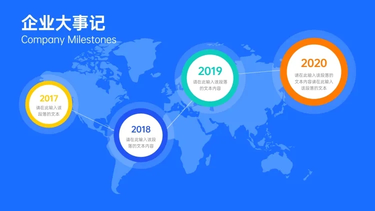 点击进入编辑 企业大事记时间轴流程4项PPT内容页预览效果