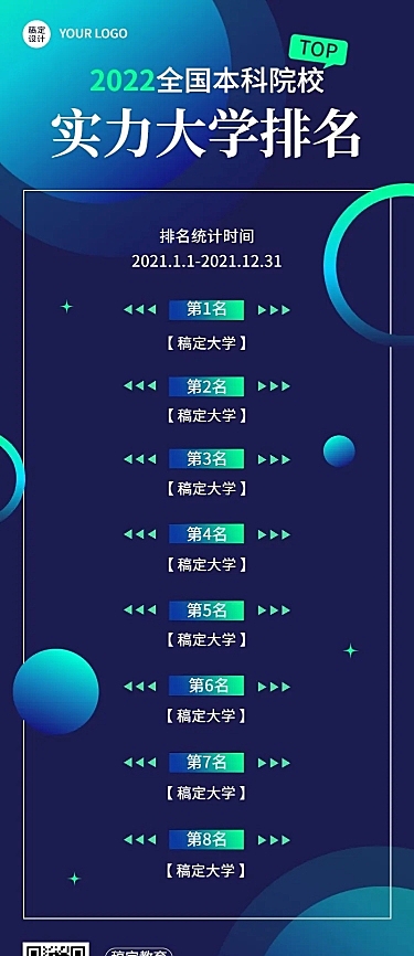 教育培训机构名校排行榜科技风长图海报