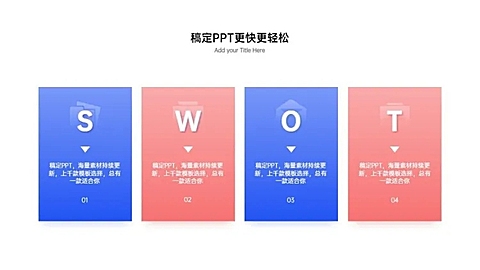 SWOT并列关系4项PPT图文页