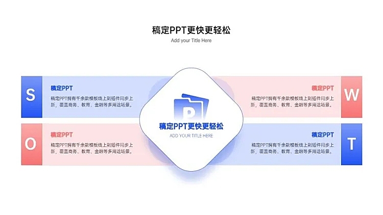 商务简约边框并列关系4项PPT图文页