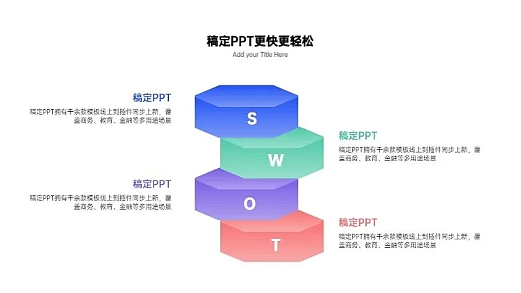 并列关系4项蓝色PPT图文页