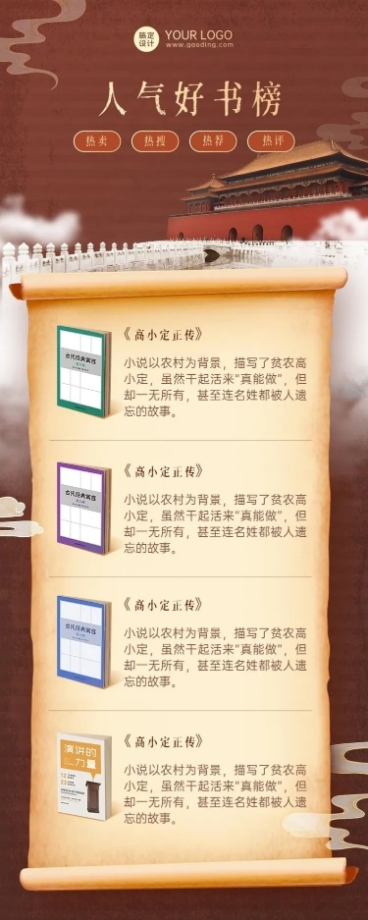 教育培训图书排行榜长图海报预览效果