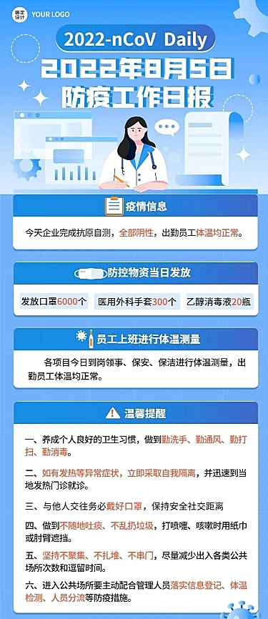 企业疫情防疫日报防疫日记长图海报