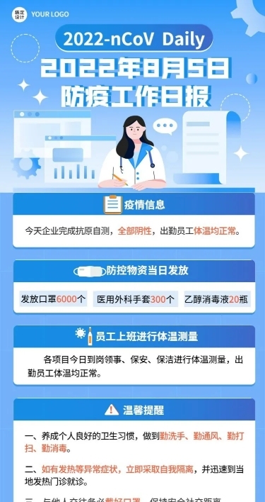 企业疫情防疫日报防疫日记长图海报