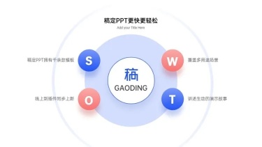 蓝色商务并列关系4项PPT图文页
