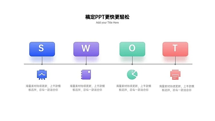 并列关系4项SWOT商务PPT图文页